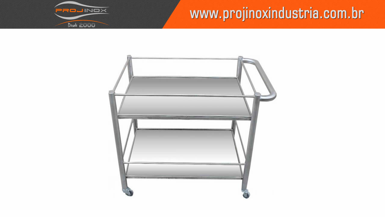 Carrinho Com Dois Planos Inox