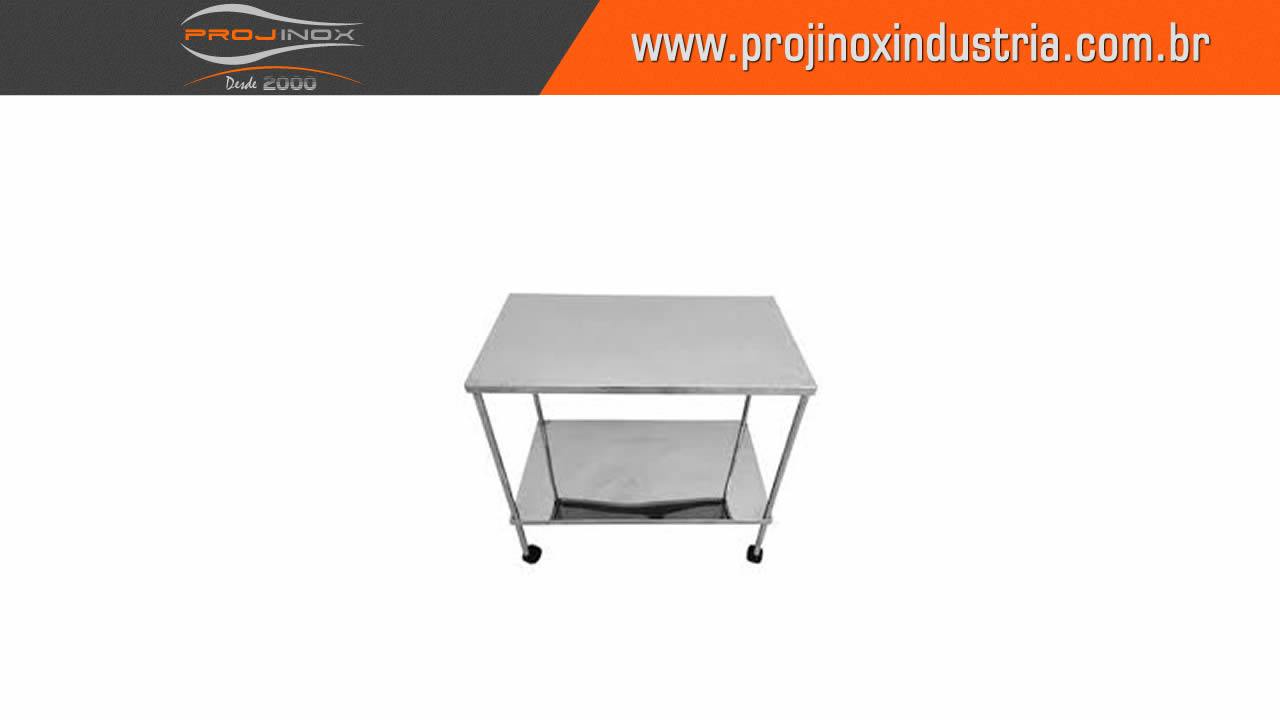 Mesa Com Prateleira Lisa Inox